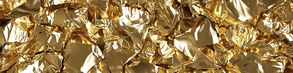 Poster golden foil texture background, abstract crumpled metallic pattern, shining luminous design element