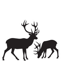 Fototapeta premium Image of black silhouette of deer, Sophisticated deer silhouette with a white background, perfect for nature lovers seeking a sleek, contemporary Sophisticated deer silhouette with a white background