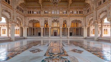 Obraz premium Ornate Palace Courtyard, India, interior view, sunlit space