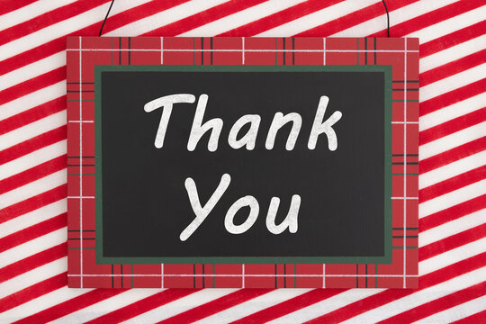 Thank you red sign with red and white stripes