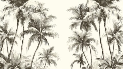 Serene tropical palm trees creating a tranquil atmosphere in a soft background