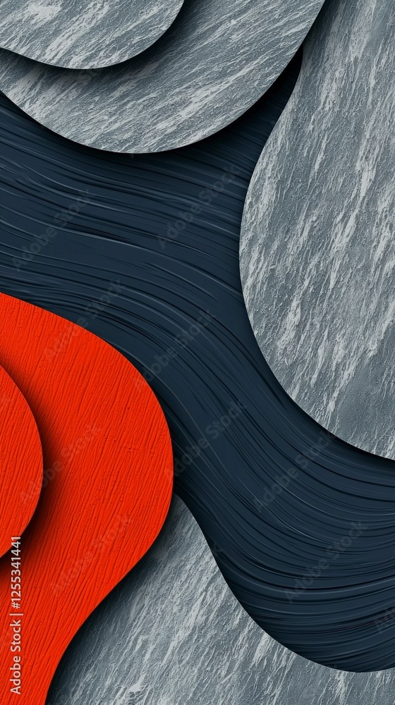 Aufkleber abstract geometric background with red and gray circles and waves