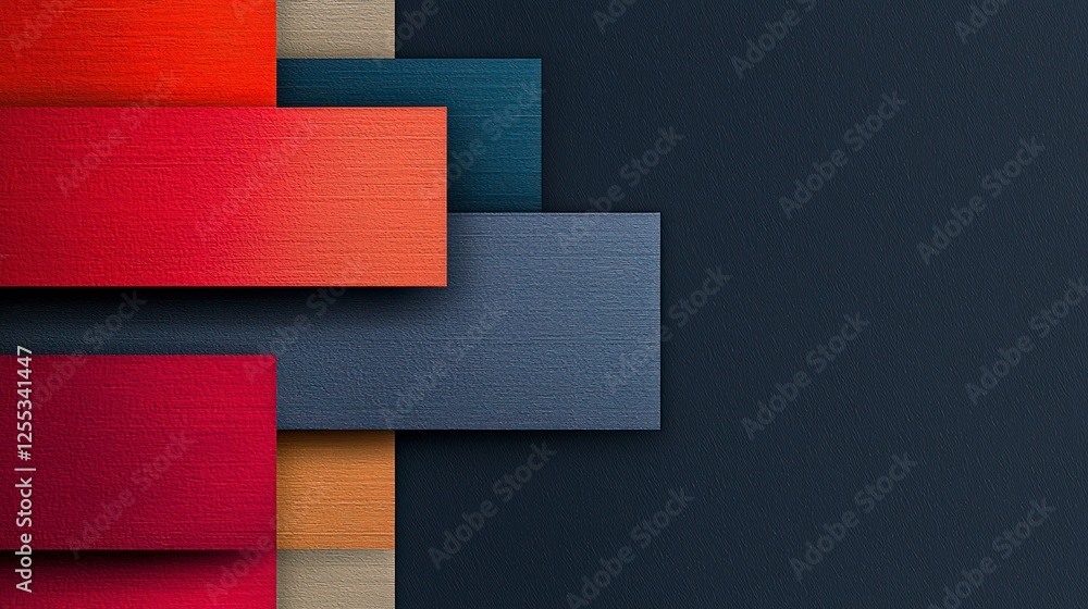 Poster abstract geometric background with red blue and brown overlapping rectangles