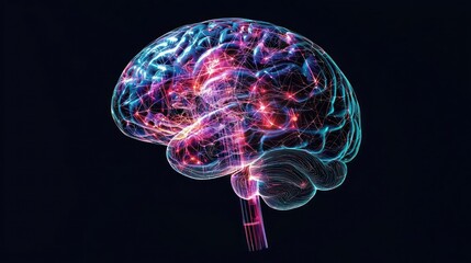 Abstract Colorful Digital Brain Illustration