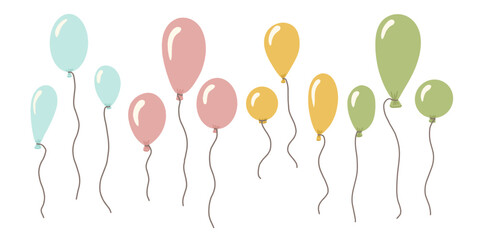 Set of colors balloons collection for festive celebrations and events vector illustration