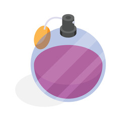 This vibrant isometric icon showcases a perfume bottle.