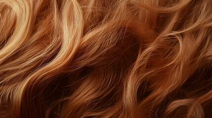 Naklejka premium Vibrant and Captivating Curly Auburn Hair Texture Backdrop for Beauty and Fashion Editorials Rich glossy and flowing hair cascading against a natural