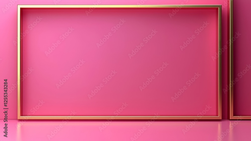 Poster minimalist gold frame design with pastel pink gradient background for elegant branding and display