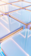 Abstract Geometric Pattern of Shiny Blue and Gold Cubes