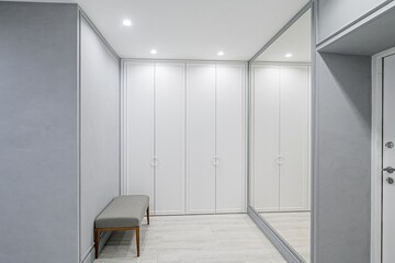 standard room interior apartment. room doors, renovation corridor lobby entrance hall