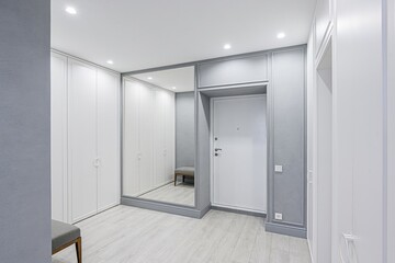 standard room interior apartment. room doors, renovation corridor lobby entrance hall