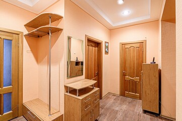 standard room interior apartment. room doors, renovation corridor lobby entrance hall