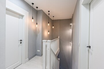 standard room interior apartment. room doors, renovation corridor lobby entrance hall