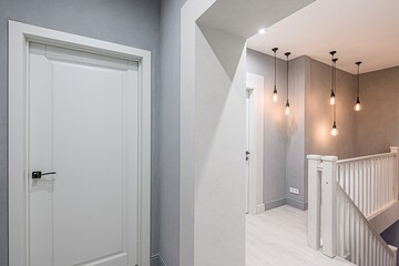standard room interior apartment. room doors, renovation corridor lobby entrance hall