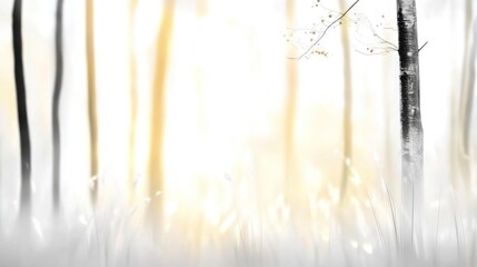 Obraz premium Soft Sunlight Through Misty Forest Scene