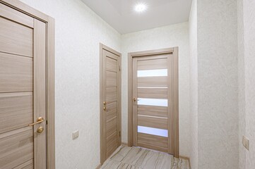 standard room interior apartment. room doors, renovation corridor lobby entrance hall