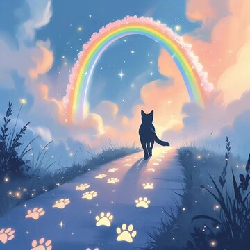 pets crossing the rainbow bridge in heaven