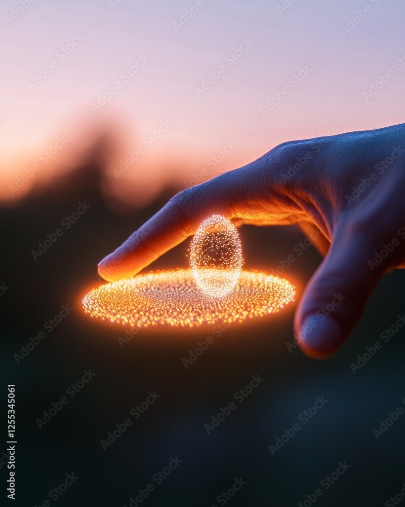 Fototapete Futuristic Gesture-Controlled Holographic Interface Luminous Data Projection for Cutting-Edge Business Solutions and Interactive Digital Experiences