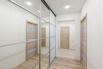 standard room interior apartment. room doors, renovation corridor lobby entrance hall