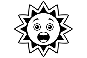 Wow Reaction Line Art Emoji Silhouette Icon – Expressive Black Vector, wow emoji, reaction icon, surprised face, expressive emoji, line art emoji, silhouette icon.