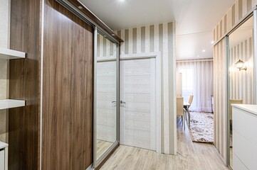 standard room interior apartment. room doors, renovation corridor lobby entrance hall