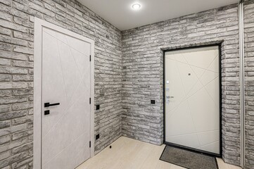 standard room interior apartment. room doors, renovation corridor lobby entrance hall