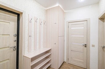 standard room interior apartment. room doors, renovation corridor lobby entrance hall