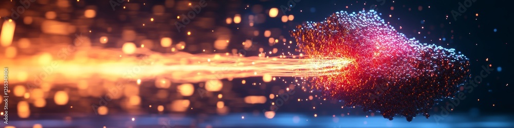 Poster Vibrant Abstract Light Streams and Particle Dynamics Cutting-Edge Digital Graphic for Tech Innovation - Data Visualization and Future-Ready Marketing Design