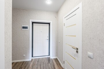 standard room interior apartment. room doors, renovation corridor lobby entrance hall