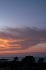 sunrise over the Mediterranean  sea in turkey side riviera summer holidays vacation sun landscape moon