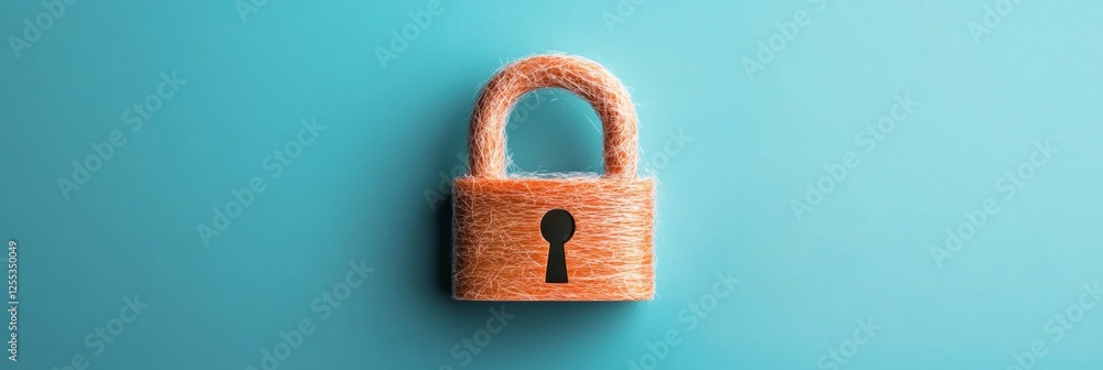 Poster Contemporary Cybersecurity Visualization Futuristic Floating Padlock with Network Nodes and Connection Lines - Advanced Digital Security Solutions for Business Defense