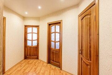 standard room interior apartment. room doors, renovation corridor lobby entrance hall