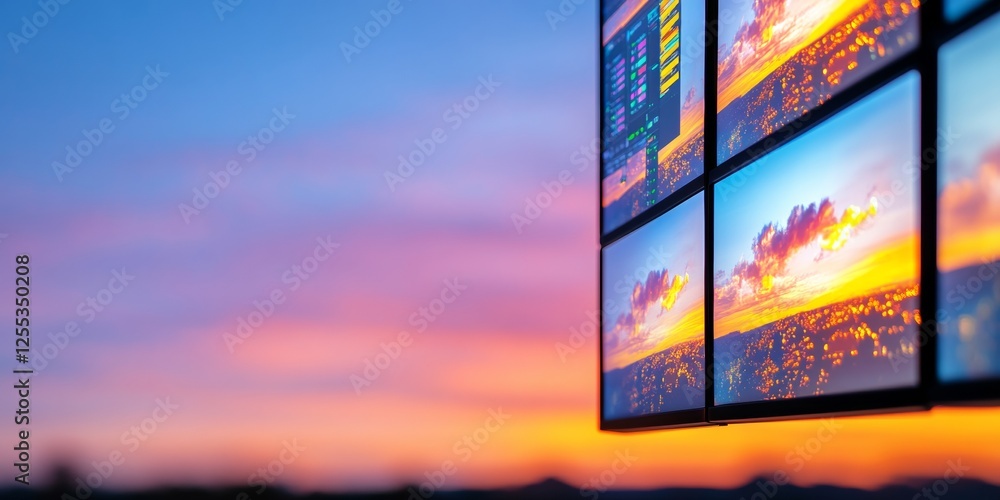 Poster Gradient Horizon Modern Cybersecurity Displays with Real-Time Dashboards and Interfaces - Digital Defense Strategies for Network Integrity in Tech-Driven Business Operations