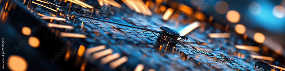 Aufkleber abstract metallic clockwork mechanism with bokeh lighting