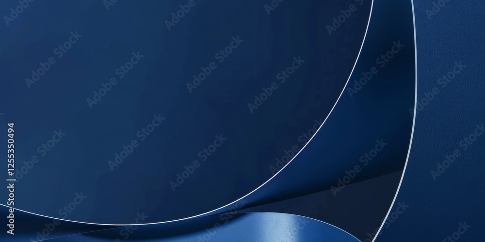 Poster a refined minimalist composition with a deep blue background, clean lines and abstract forms, minima