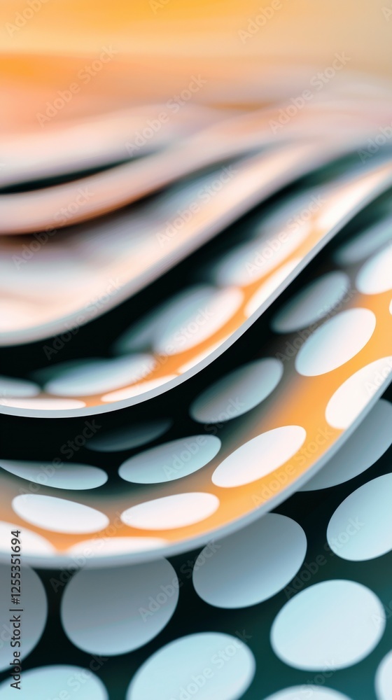 Poster abstract layered polka dot pattern with soft curves and warm lighting