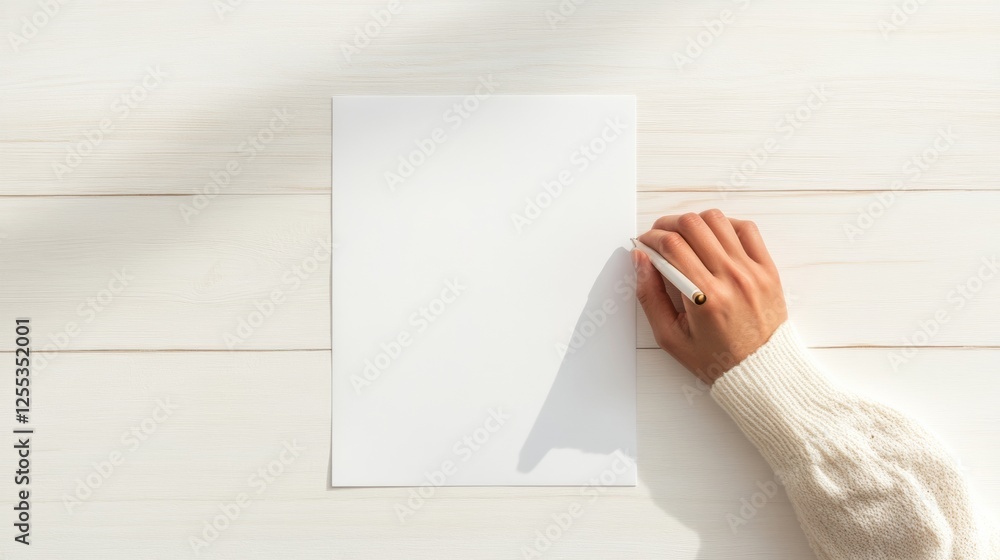 Poster minimalist contract signing textured wooden desk with hand and modern pen - essential business conte