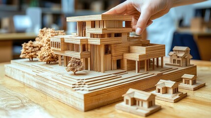 Architectural Model Showing Modern House Design And Landscaping