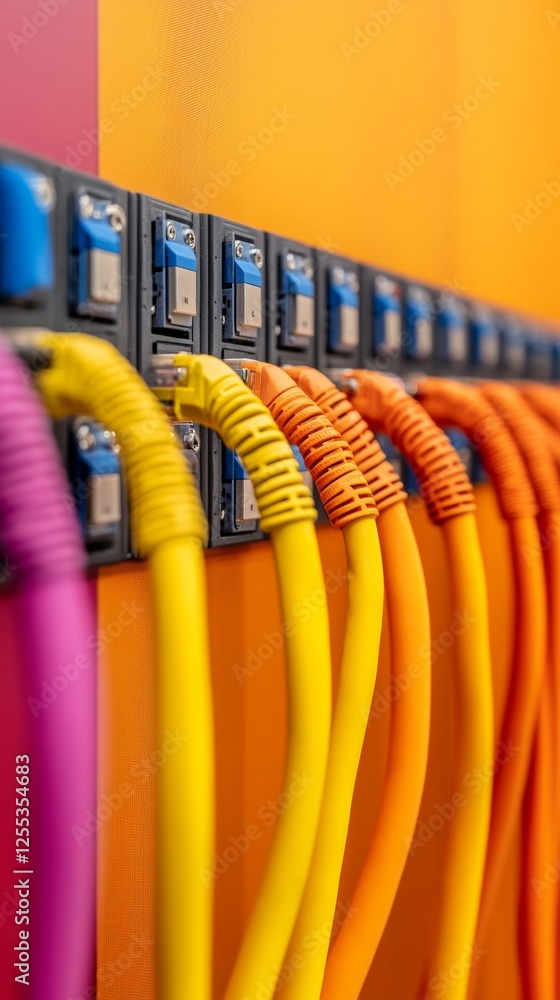 Aufkleber Vibrant Cable Management in Tech Colorful Network Cables and Server Panel for Data Center Efficiency - Digital Infrastructure and Modern IT Asset Management