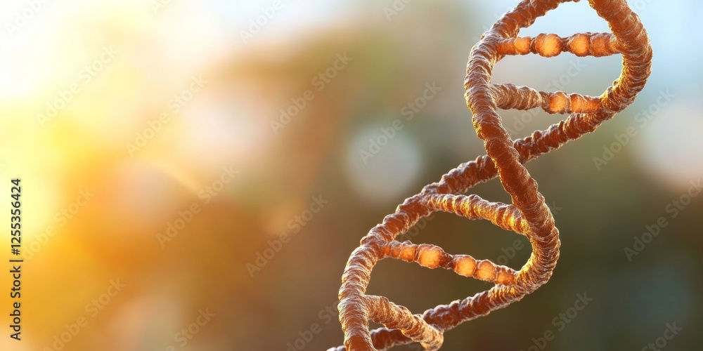 Poster futuristic biotechnology visualization vibrant dna model on enigmatic background - cutting-edge scie