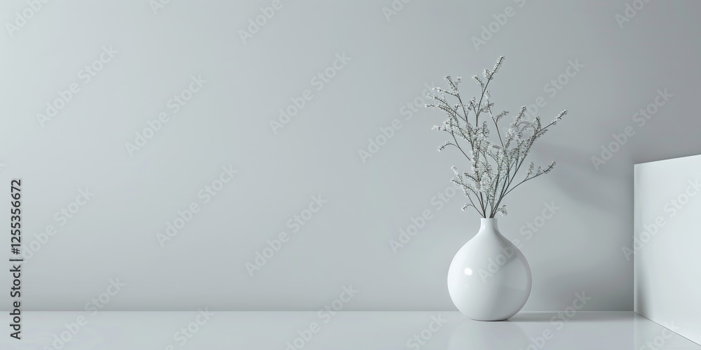 Poster a refined minimalist composition with a soft pearl gray background, smooth textures and gentle hues,