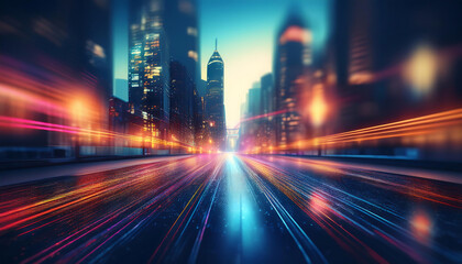 Fototapeta premium motion light in city at night