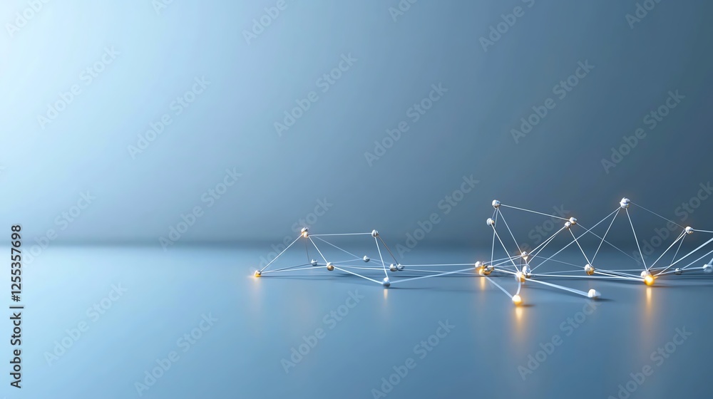 Aufkleber abstract network connections with glowing nodes on a gradient blue background, symbolizing digital c