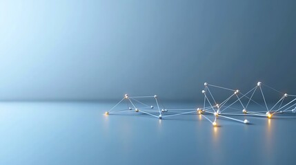 Abstract network connections with glowing nodes on a gradient blue background, symbolizing digital communication.