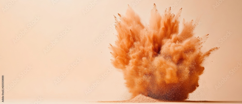 Poster vibrant particle dispersal abstract powder explosion graphic for dynamic marketing and innovative de