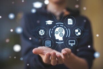 Digital Transformation Business Innovation Technology Concept Modern Futuristic Hand Holding Creative Ideas Process Development Education Growth Success Planning Strategy Management Solution Problem  