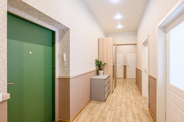standard room interior apartment. room doors, renovation corridor lobby entrance hall