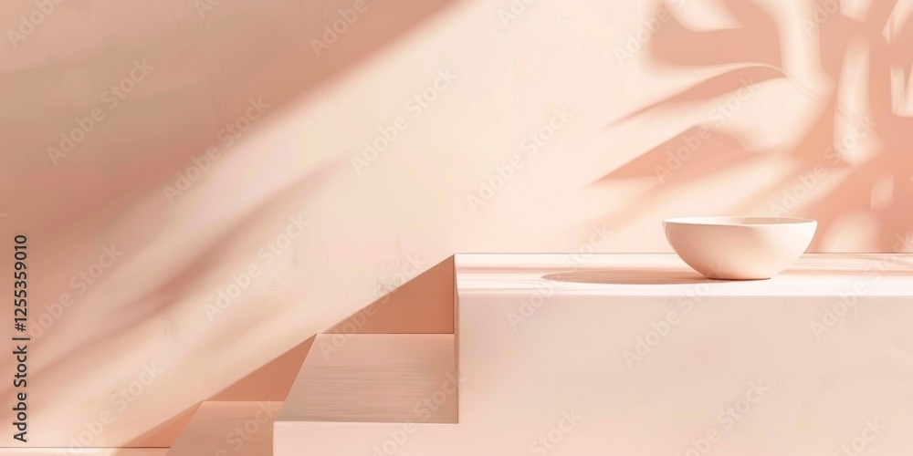 Poster a refined minimalist design with a light peach background, subtle shapes and smooth gradients, moder