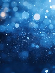 Abstract Blue Background with Sparkling Bokeh Lights and Glittering Dust Particles Design