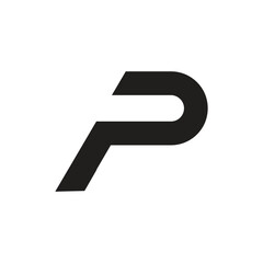 Logo letter P black minimalist design with blank background